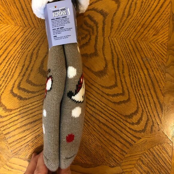 Heat Trendz Super Deluxe Tan children’s sherpa lined Grippy socks One Size - Picture 4 of 7